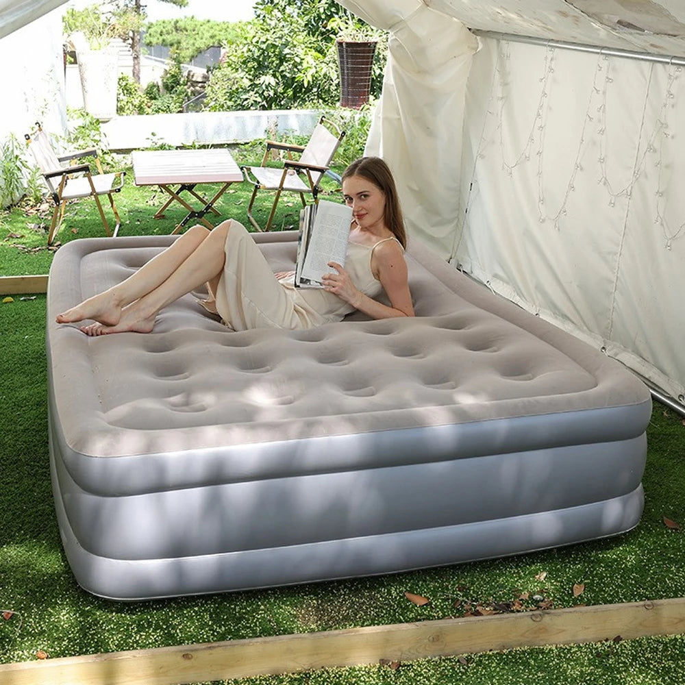 PVC Inflatable Sleeping Mattress With Built In Pump For Two