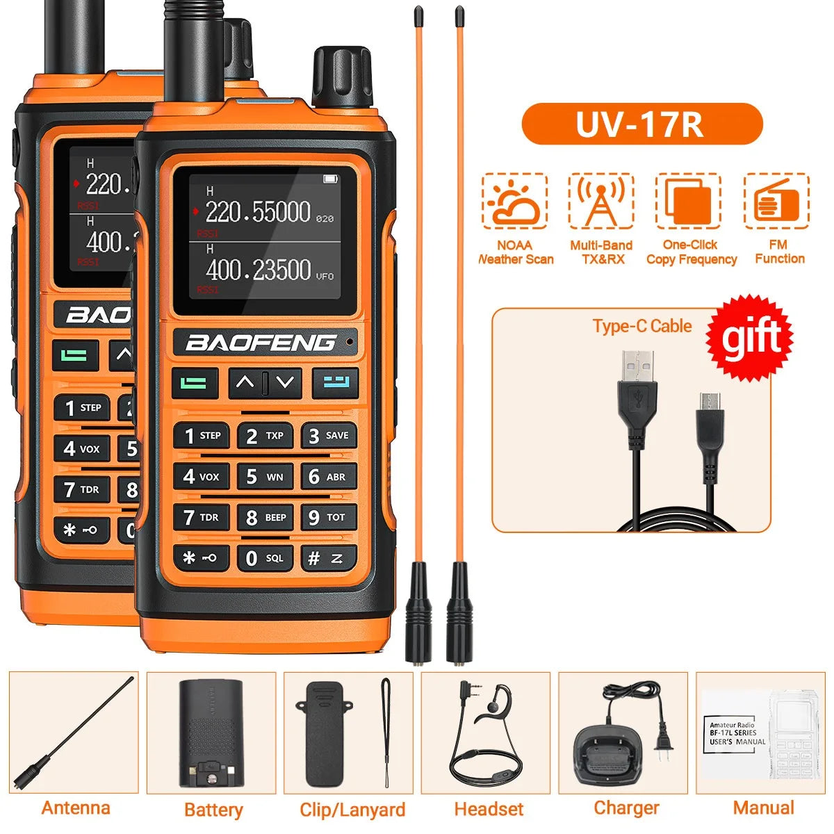 Baofeng UV 17R Walkie Talkie Tri Band Long Range 5W