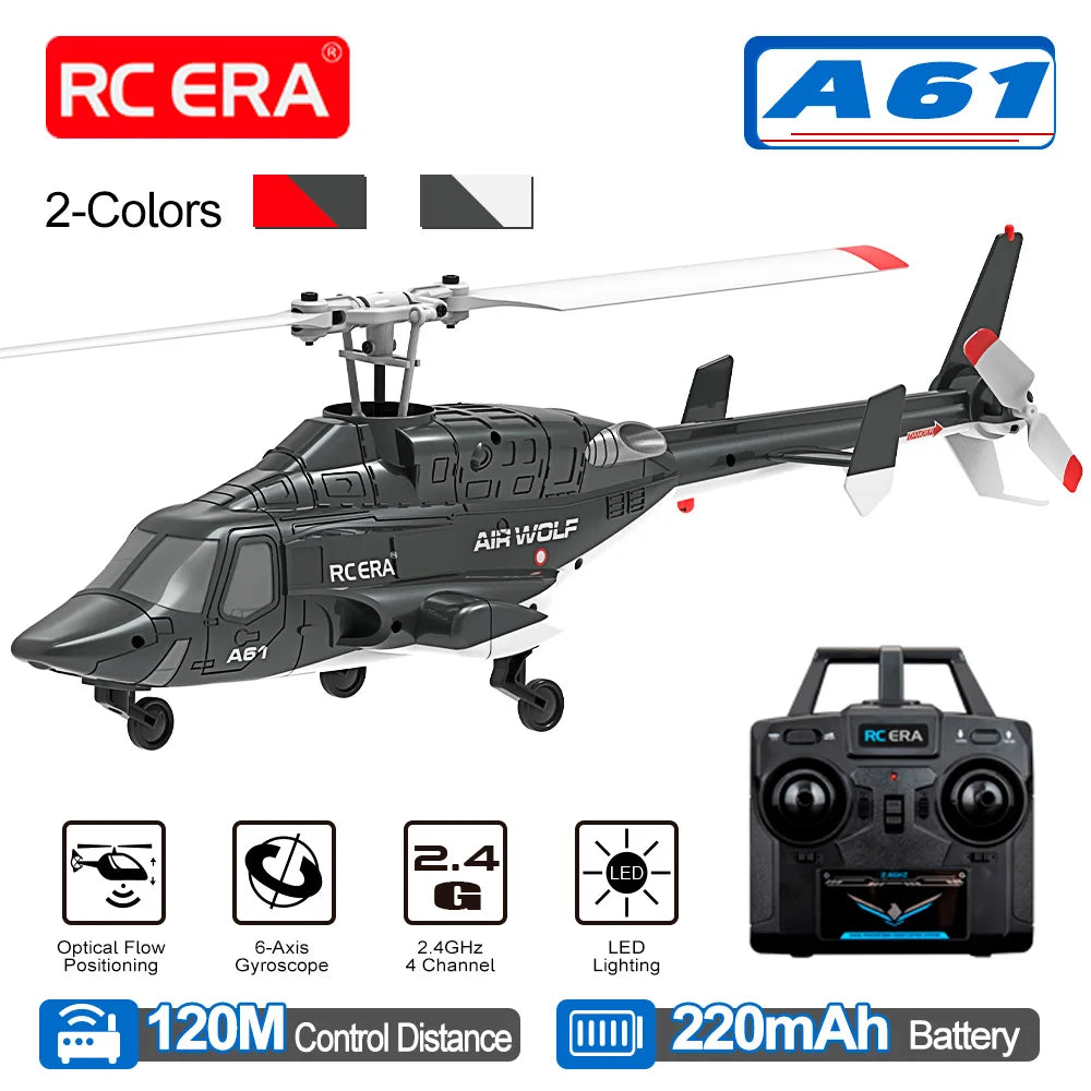 RC ERA A61 Airwolf Helicopter 4CH Optical Flow Positioning 1/52 6axis Gyro 10Min Fight Time 120M Bell222 Remote Control Airplane