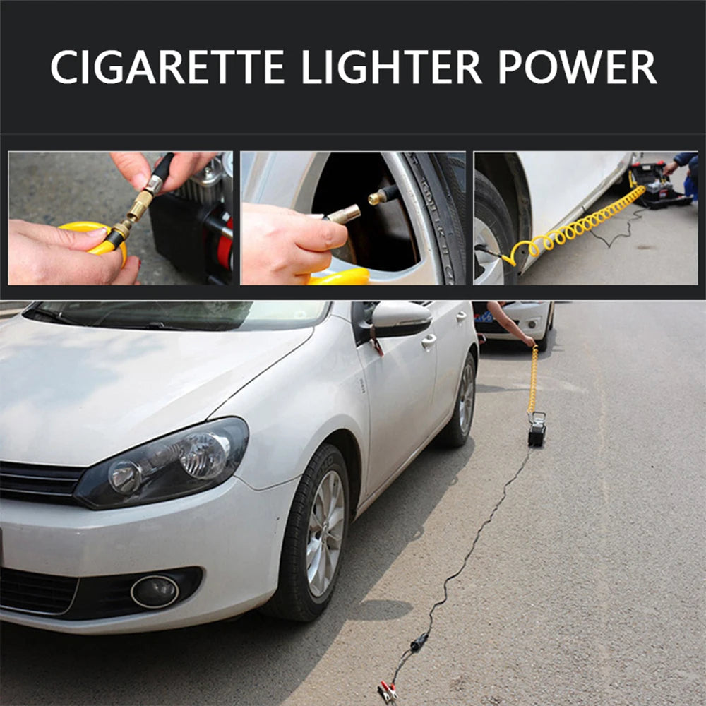12V Air Compressor Portable Pressure Pump Set Car Mounted Electric Air Pump With Pressure Gauge And Automatic Inflation Pump