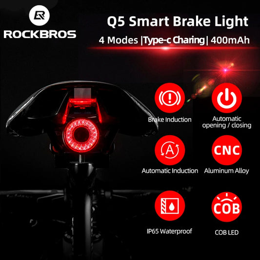 Rockbros Bicycle Smart Auto Brake Sensing LED Taillight IPX6
