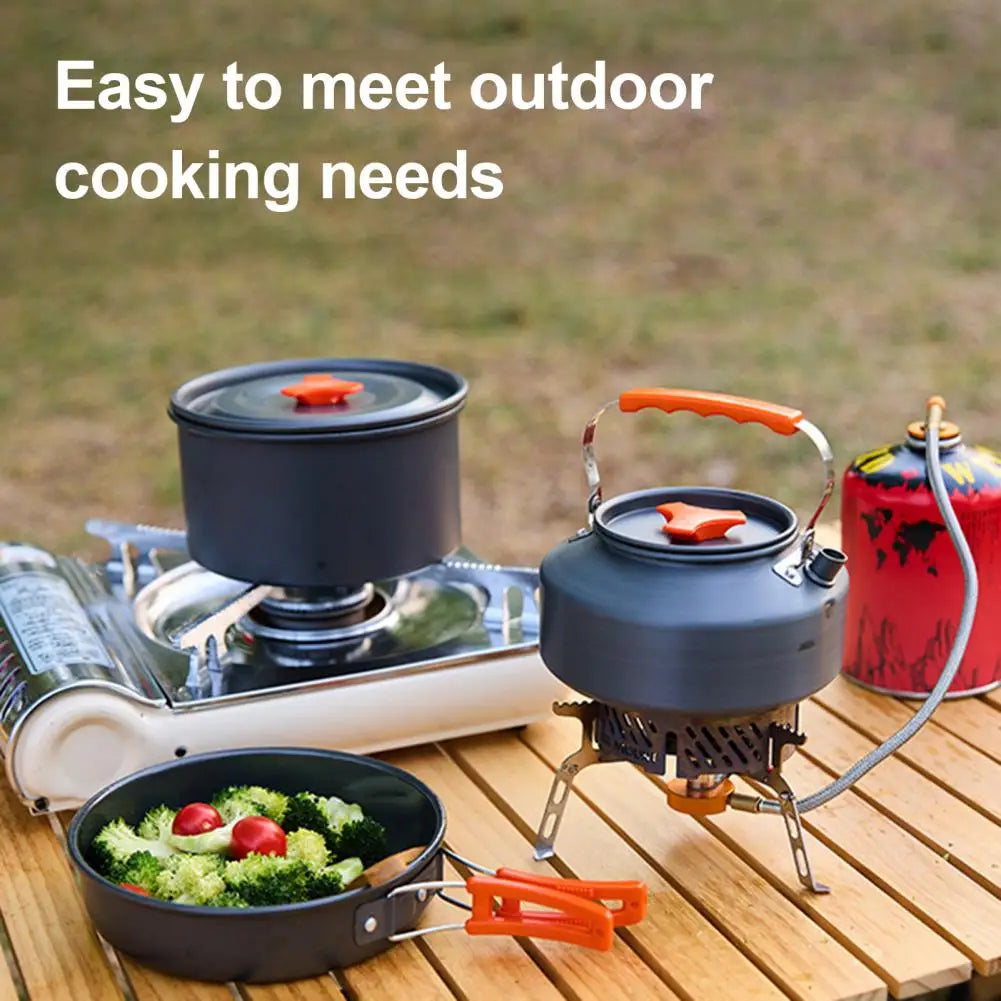 Foldable Handle Cookware Portable Camping Cookware Set for 2-3 People Non-stick Alumina Pots Pans Utensils for Outdoor