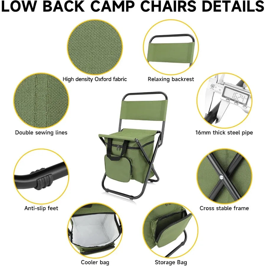 Fishing Chair with Cooler Bag Lightweight Foldable Backpack Camping Stool for Outdoor Fishing Hunting Gear Portable Insulated C