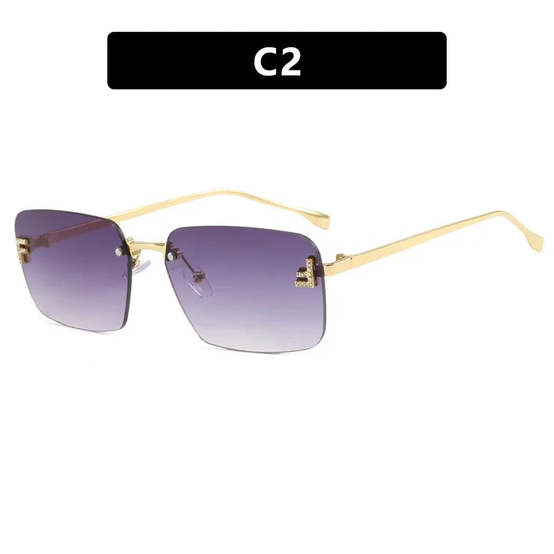 Rimless Square Sunglasses UV400 Frameless Unisex Driving
