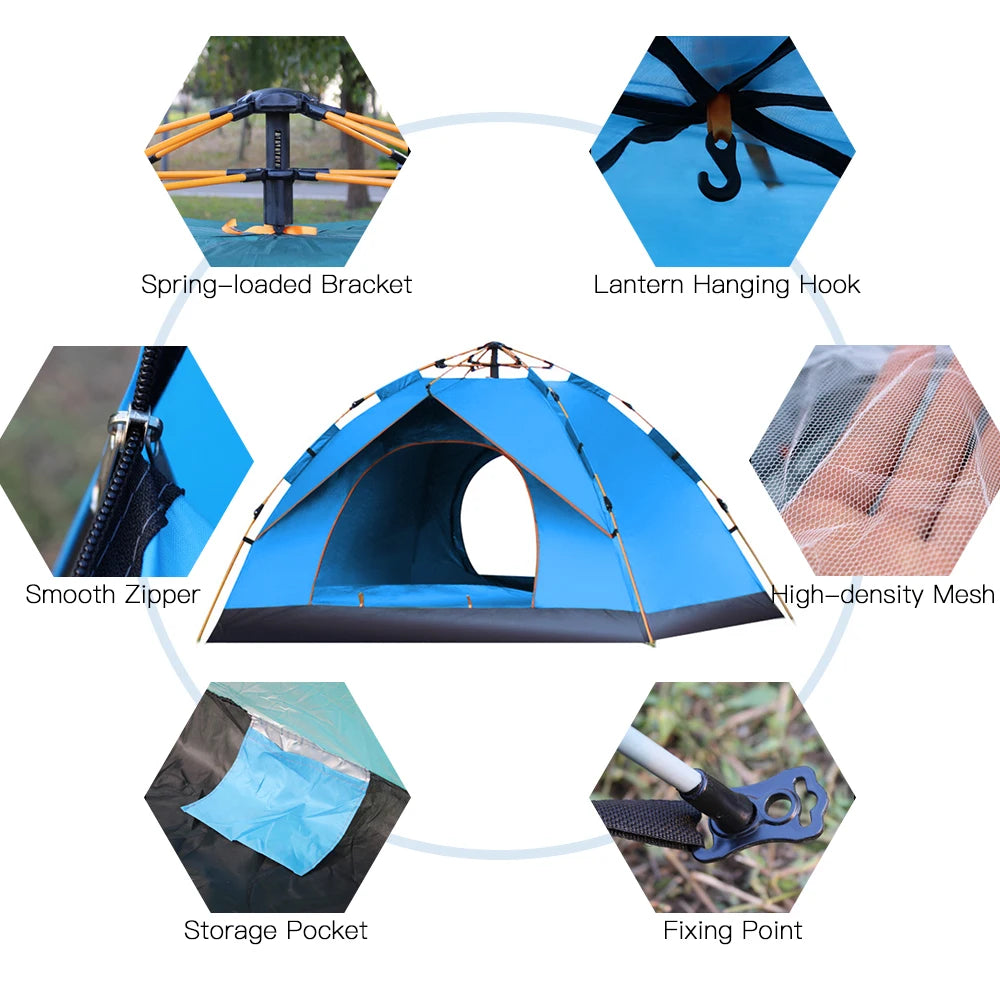 Outdoor Pop Up Tent Water Resistant Portable Camping Family