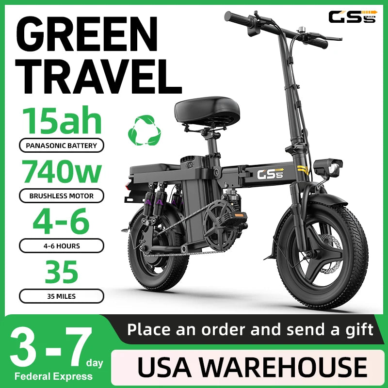 UPlee GS5 48V 15Ah Folding Electric Bike 30MPH 35 Miles