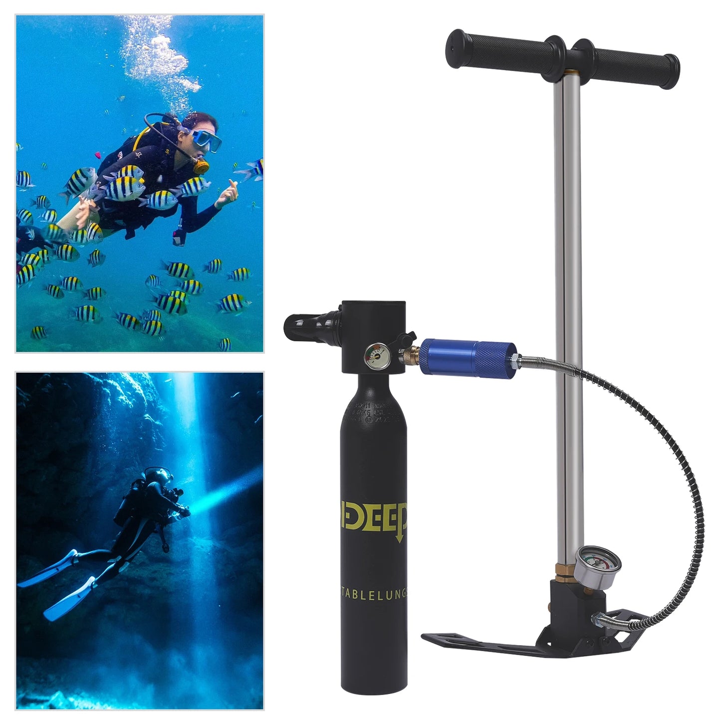 Portable Scuba Diving Tank With Pump Half Liter Capacity