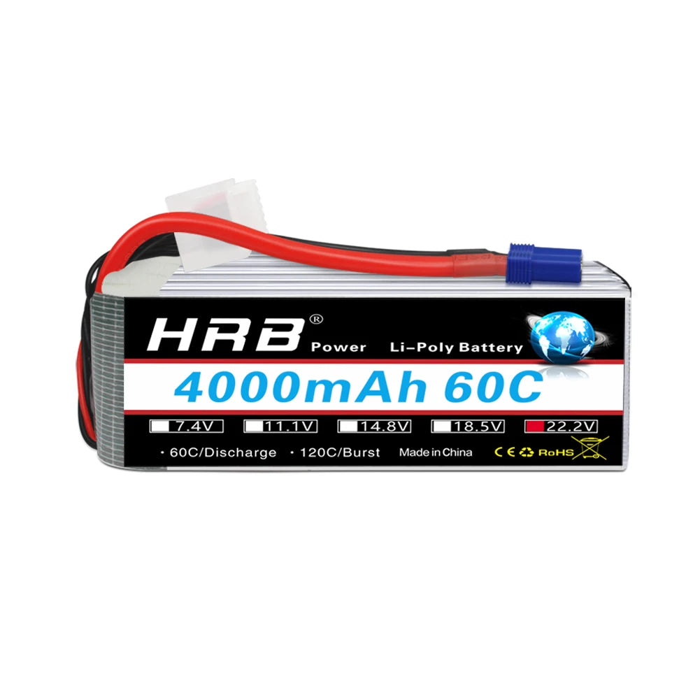 HRB 6S 22.2V 4000mAh 60C LiPo Battery XT90 EC5 Plug