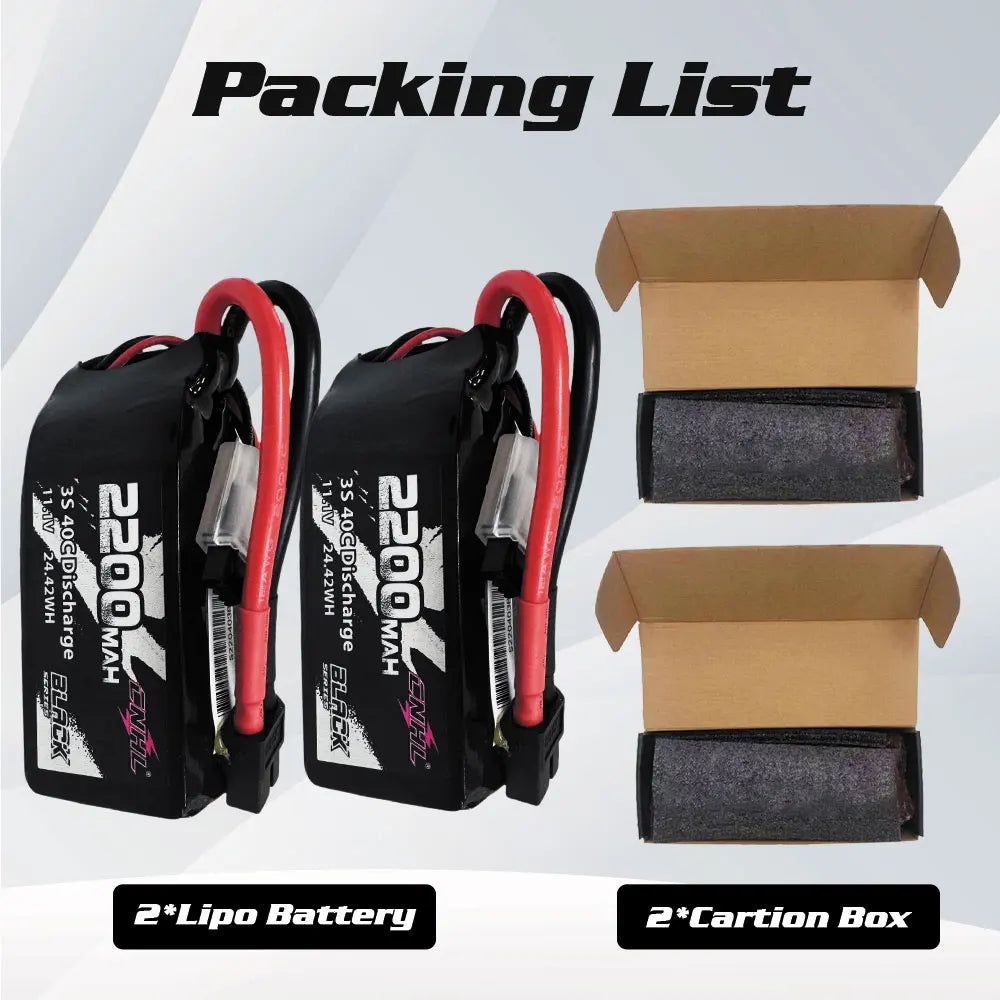 CNHL 3S 2200mAh LiPo Battery 11.1V 40C 2 Pack XT60 RC FPV
