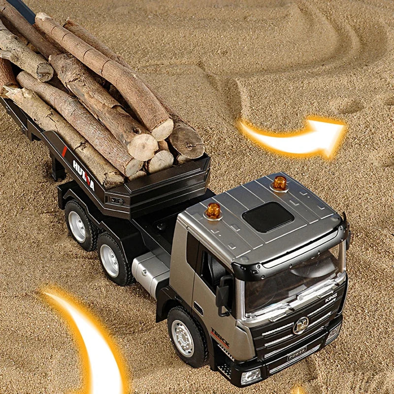 Huina 1318 1/24 RC Trailer Truck Tractor 2.4G Remote Control Construction Radio Control Flatbed RC Truck Toys For Boys Kids Gift