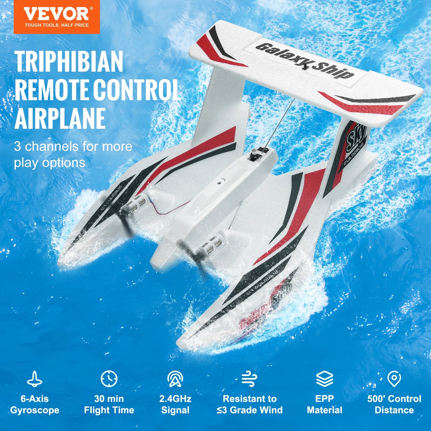 VEVOR EPP Foam RC Plane 2.4G 3CH Radio Control Glider