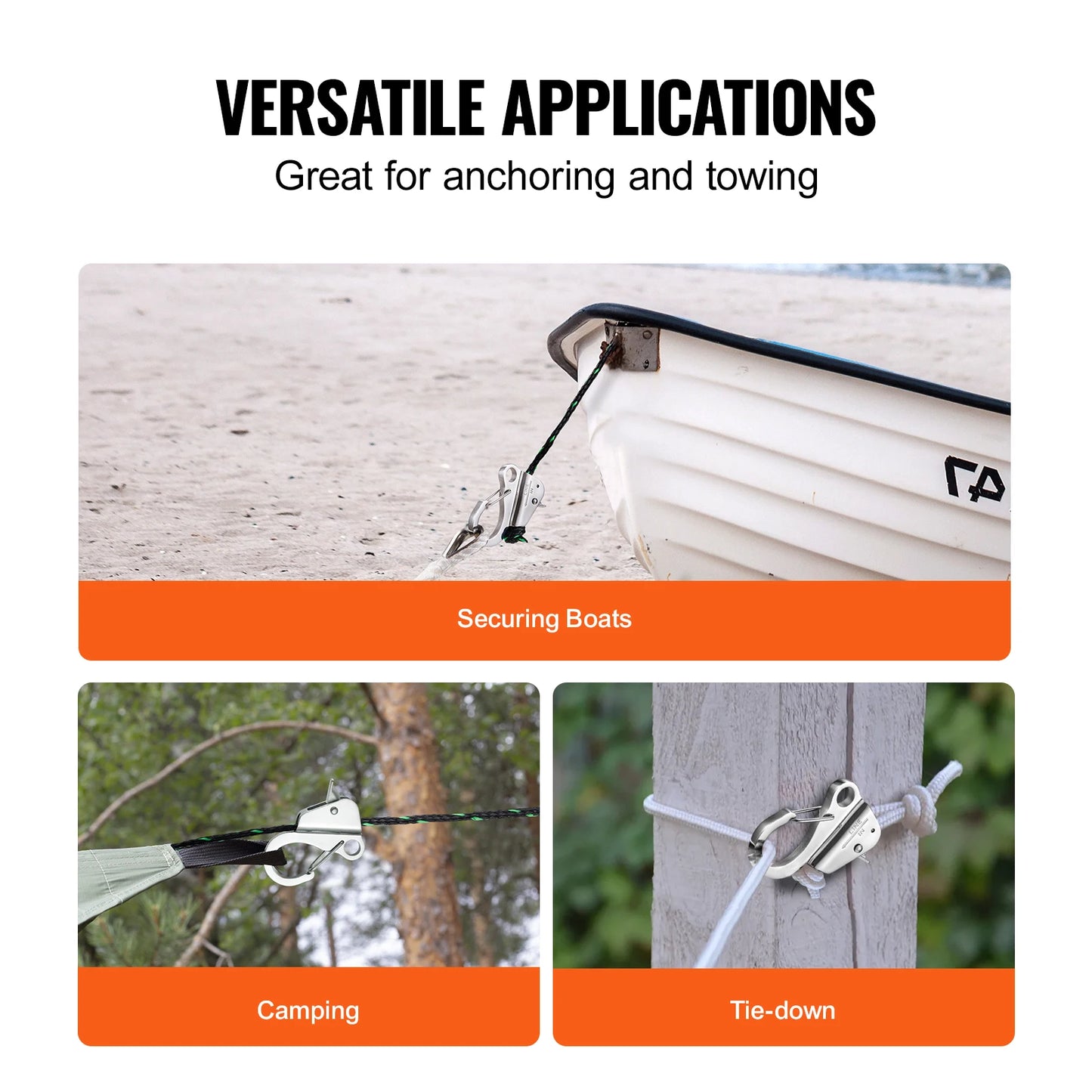 VEVOR Boat Anchor Hook 304 Stainless Steel Holds 3700 Lbs