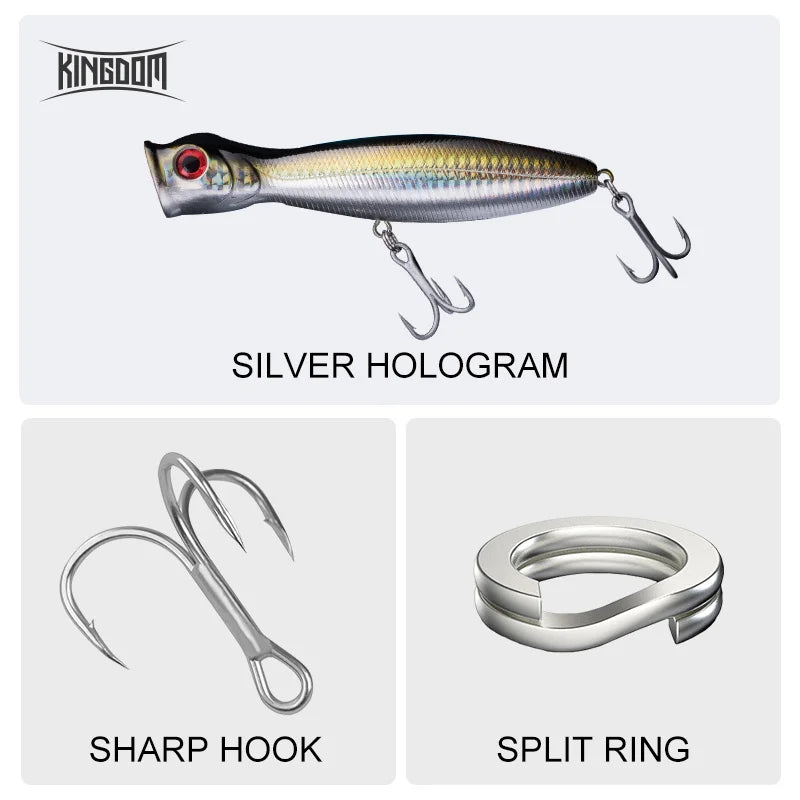 Kingdom Fishing Lures Topwater Popper 8cm 10cm 13cm Floating