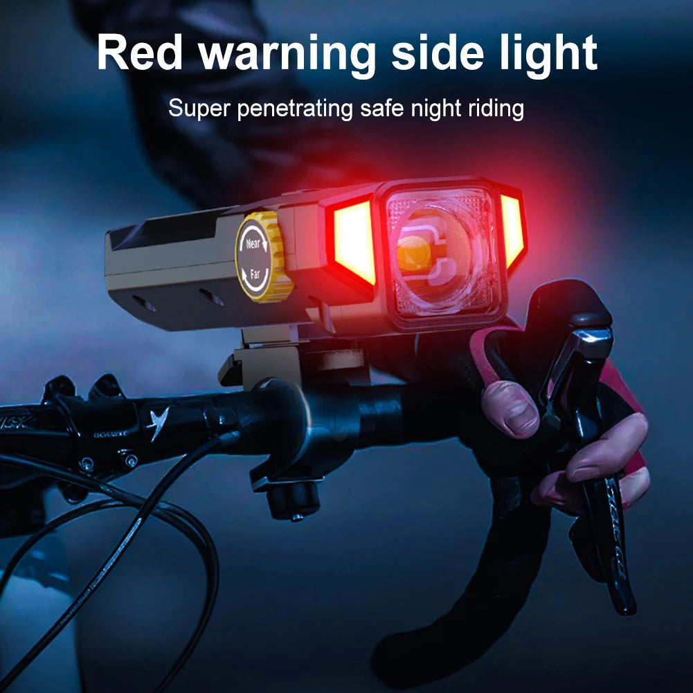 Solar USB Rechargeable Front Light Night Riding Safety