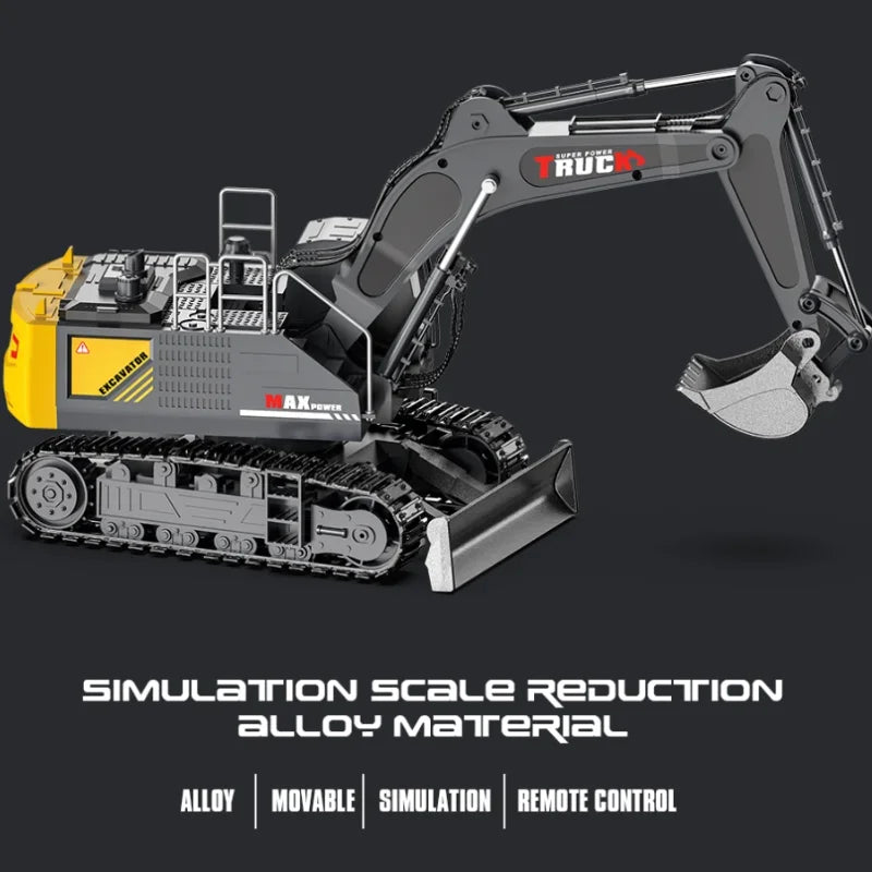 1:18 RC Spray Excavator Truck 17CH Simulation Alloy Sound Led Lights 680 Degree Rotation Vehicle Kids Toys Boys Birthday Gift