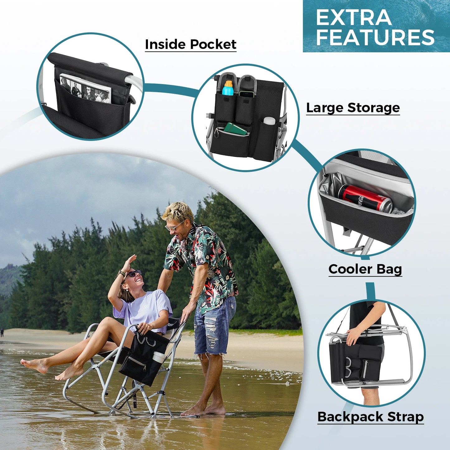 FUNDANGO  Adult Swing Chair, Patio Lawn Camping Recreation, Portable, Foldable, with Storage Bag, 300 lb Load