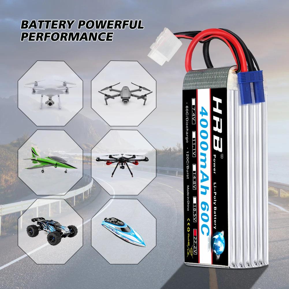HRB 6S 22.2V 4000mAh 60C LiPo Battery XT90 EC5 Plug