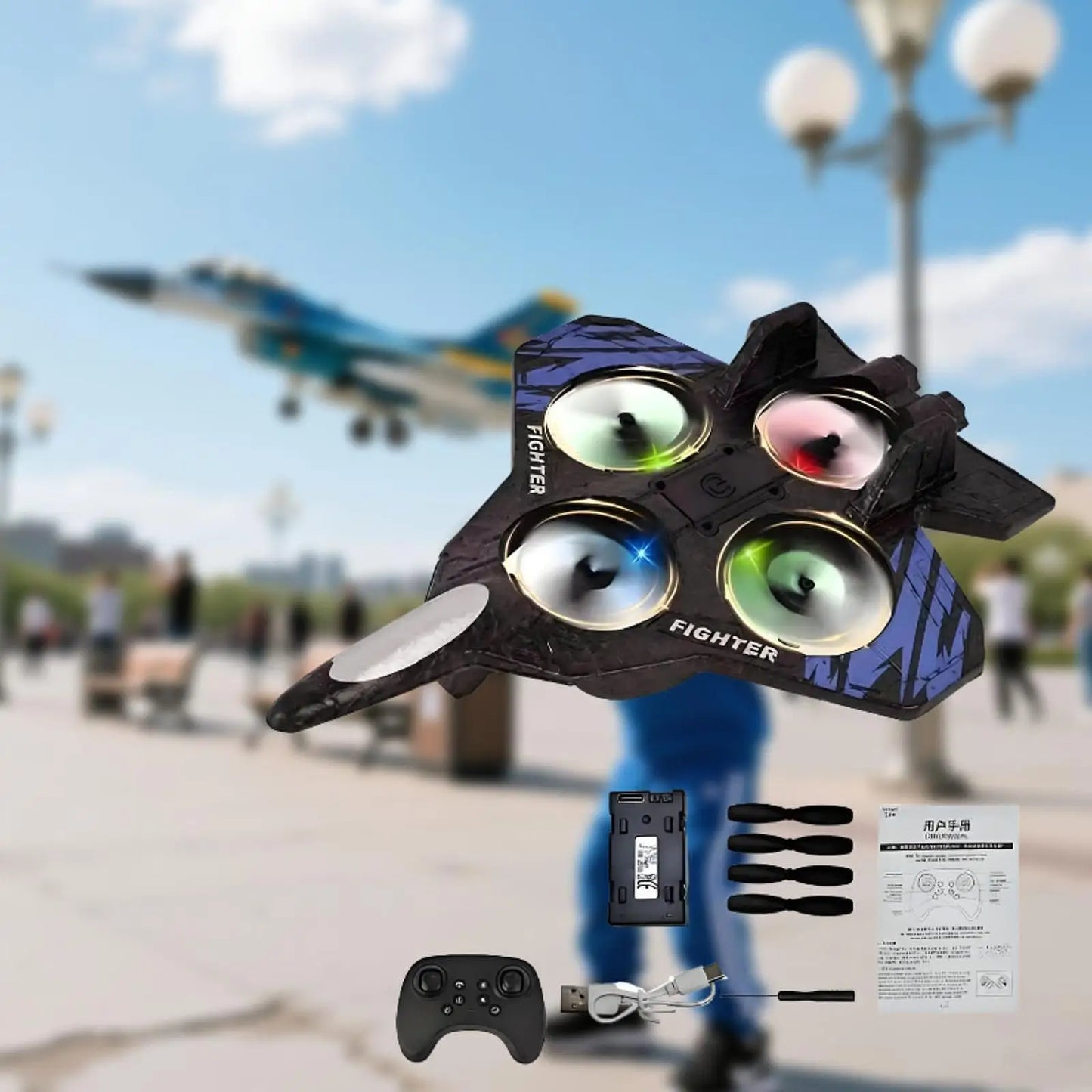 Remote Control Airplane with Light Ready to Fly ,Easy to Control ,RC Plane Hobby RC Glider Aircraft Toy for Beginners Kids Boys