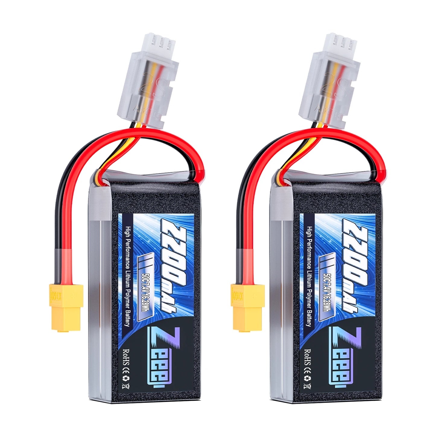 Zeee 2S 2200mAh RC LiPo Battery 7.4V 50C XT60 Plug Softcase