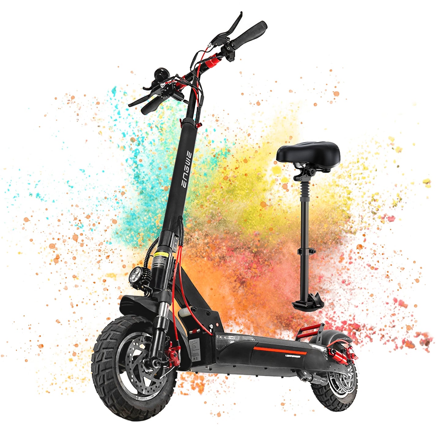 ENGWE 830W Peak Electric Folding Scooter, 48V 18.2AH, 43.5 Miles Range, 28mph, 10*4.0 Tires, Full Suspension, City & Rough Road