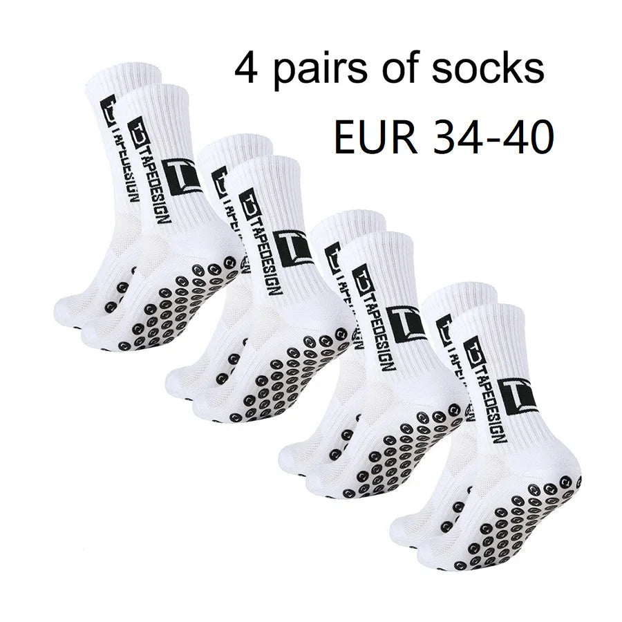 Football Socks Mid Tube Glued Non Slip Breathable 4 Pairs