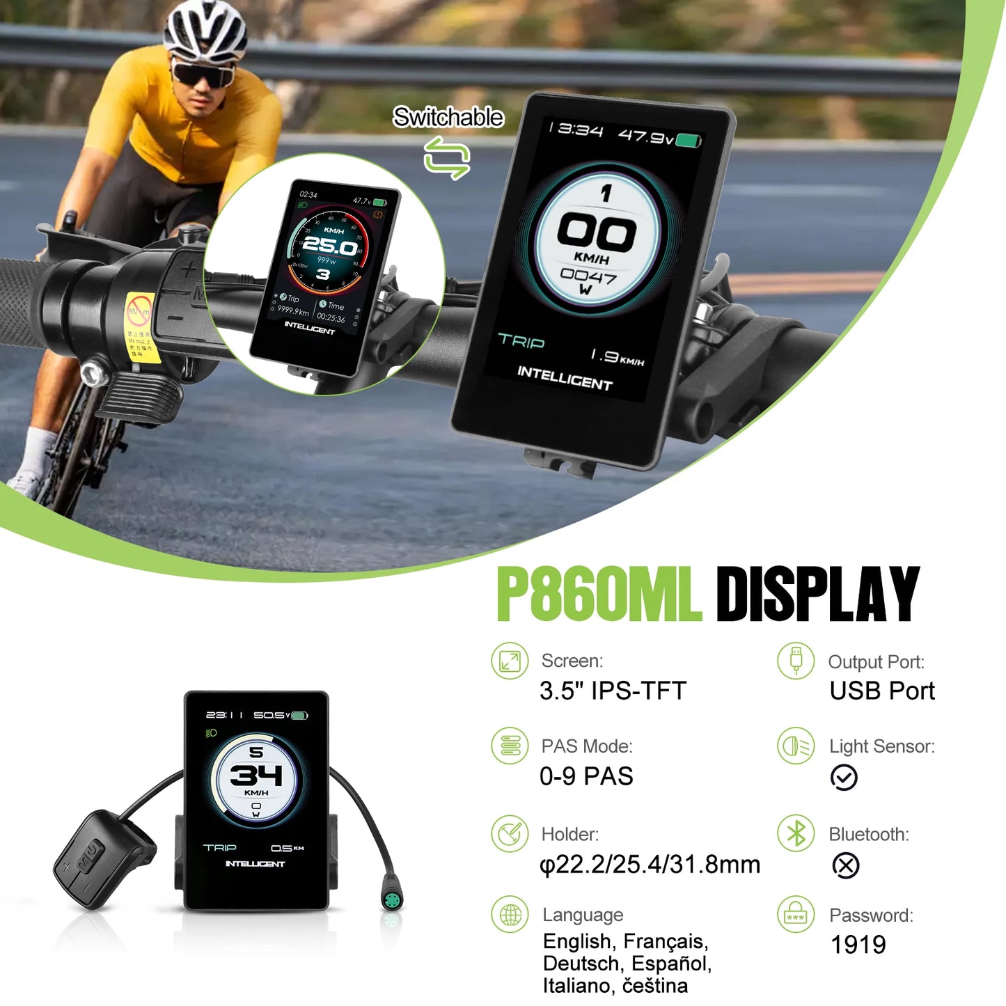 TFT Bike Display DPC18 DZ40 500C C961 UART Bluetooth IP65