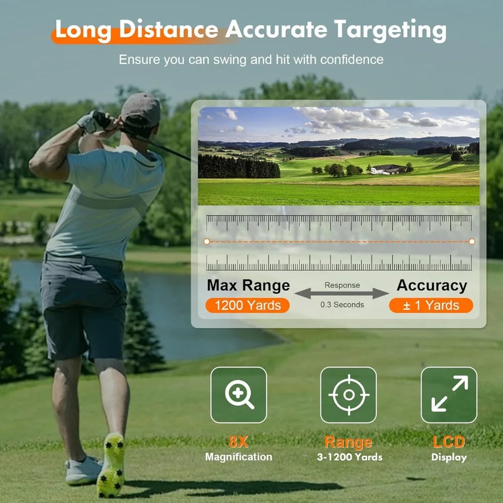 Golf Rangefinder 8x Magnification Flagpole Lock Magnetic