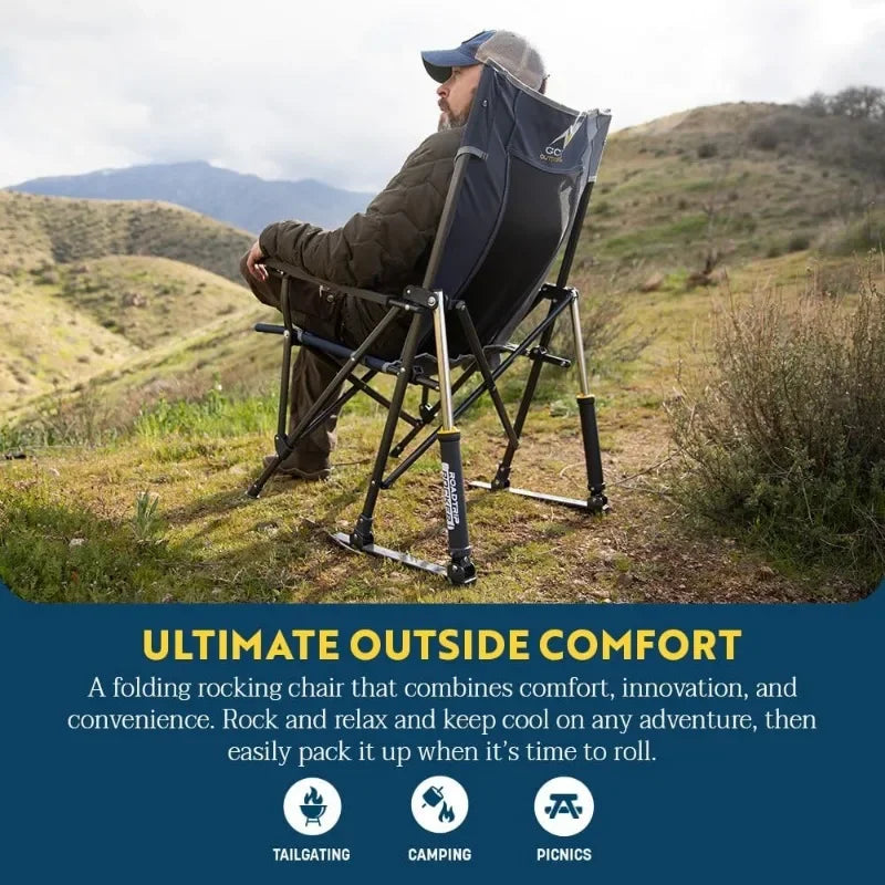 GCI OUTDOOR RoadTrip Rocker Camping Chair | Portable, Folding Rocking Chair with Solid, Durable Armrests