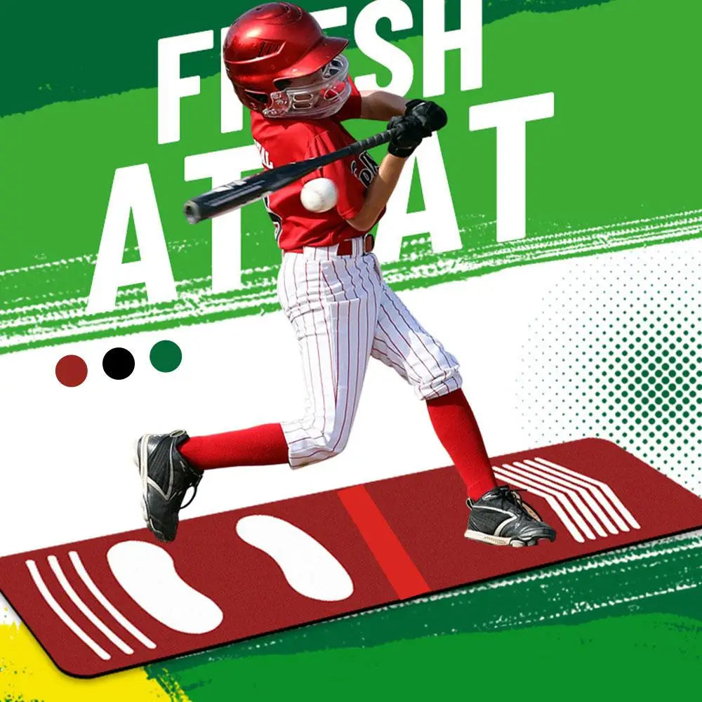 Batting Mat For Training Non Slip Shock Absorbing PU Baseball Batting Trainer With Footprint Guide For Softball Hitting Practice