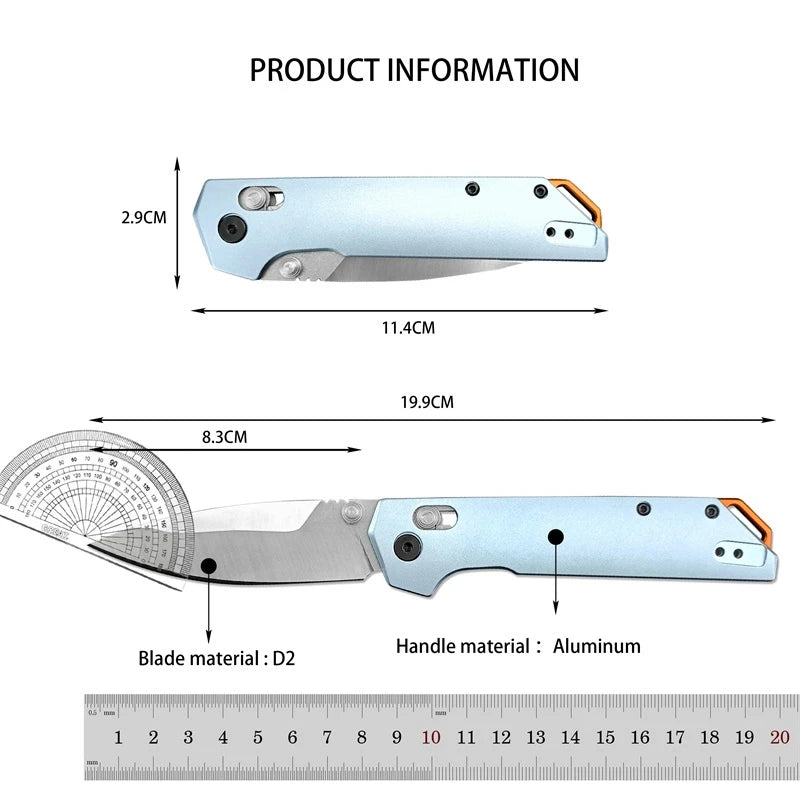 KS Iridium 2038 Aluminum Folding Knife with D2 Steel Blade A Lightweight and Durable Fishing Knife for Outdoor Emergencies