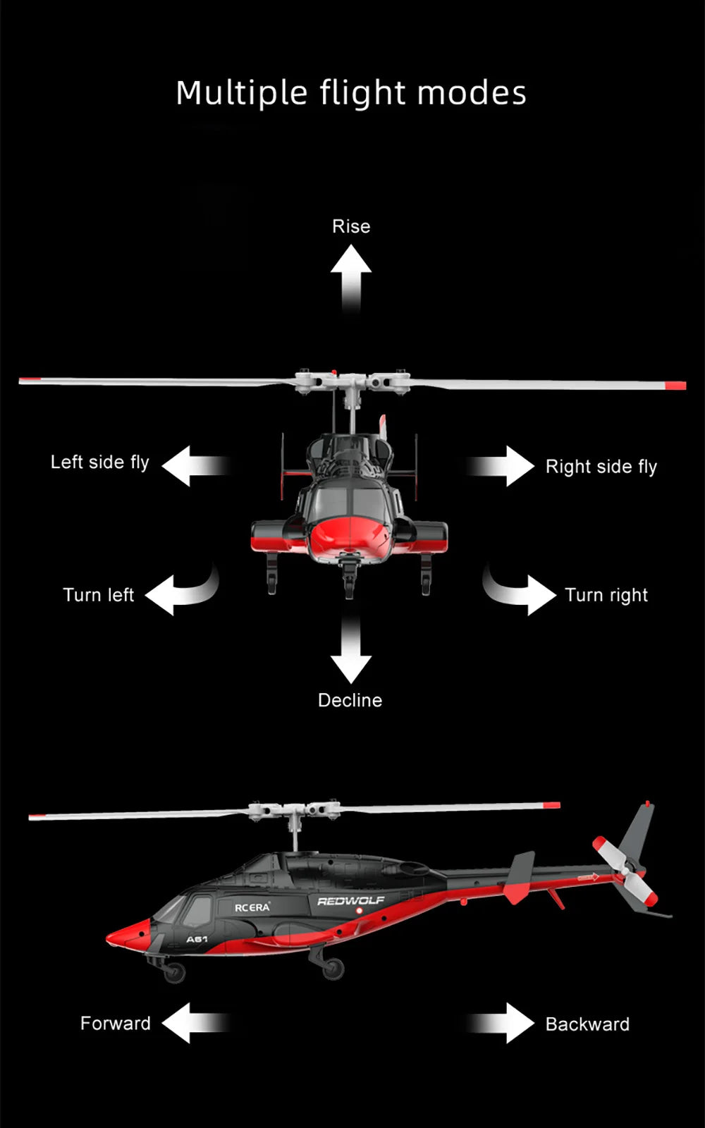 RC ERA A61 Airwolf Helicopter 4CH Optical Flow Positioning 1/52 6axis Gyro 10Min Fight Time 120M Bell222 Remote Control Airplane