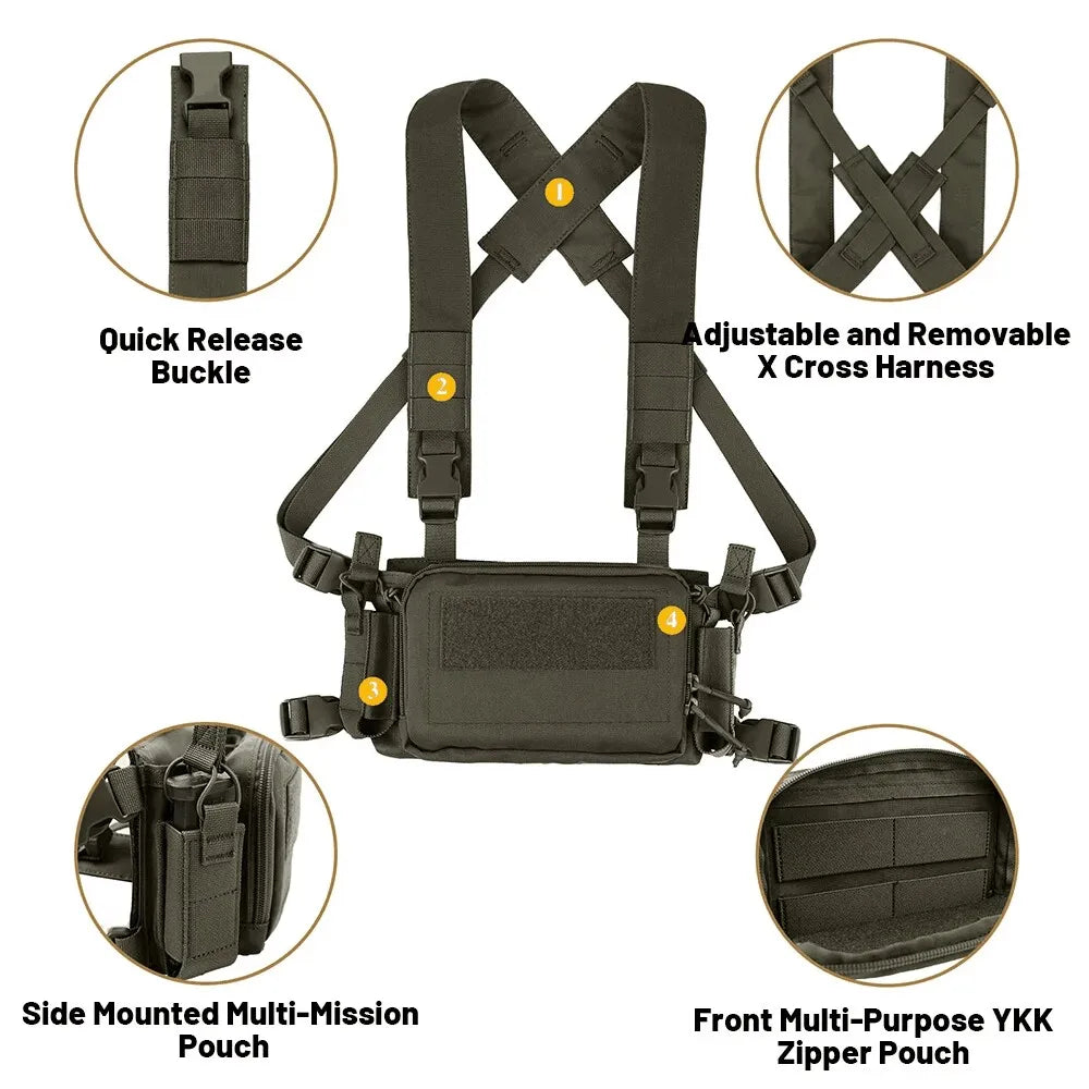 Krydex D3CR Tactical Chest Rig Ranger Green Mag Pouch