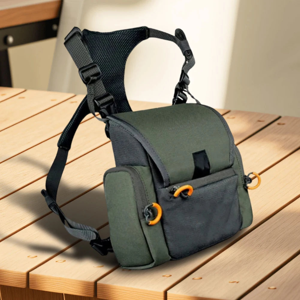 Binocular Harness Chest Pack with Rangefinder Waterproof Pouch Adjustable Large Capacity Bino Case for Hunting