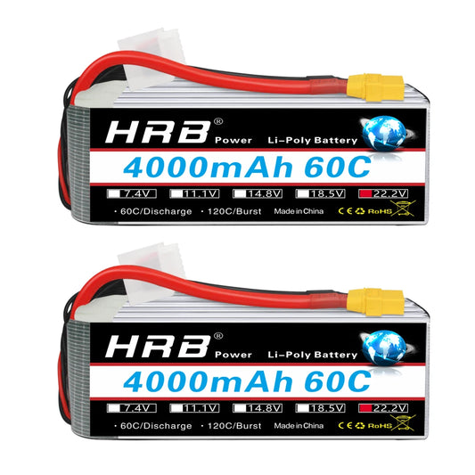HRB 6S 22.2V 4000mAh 60C LiPo Battery XT90 EC5 Plug
