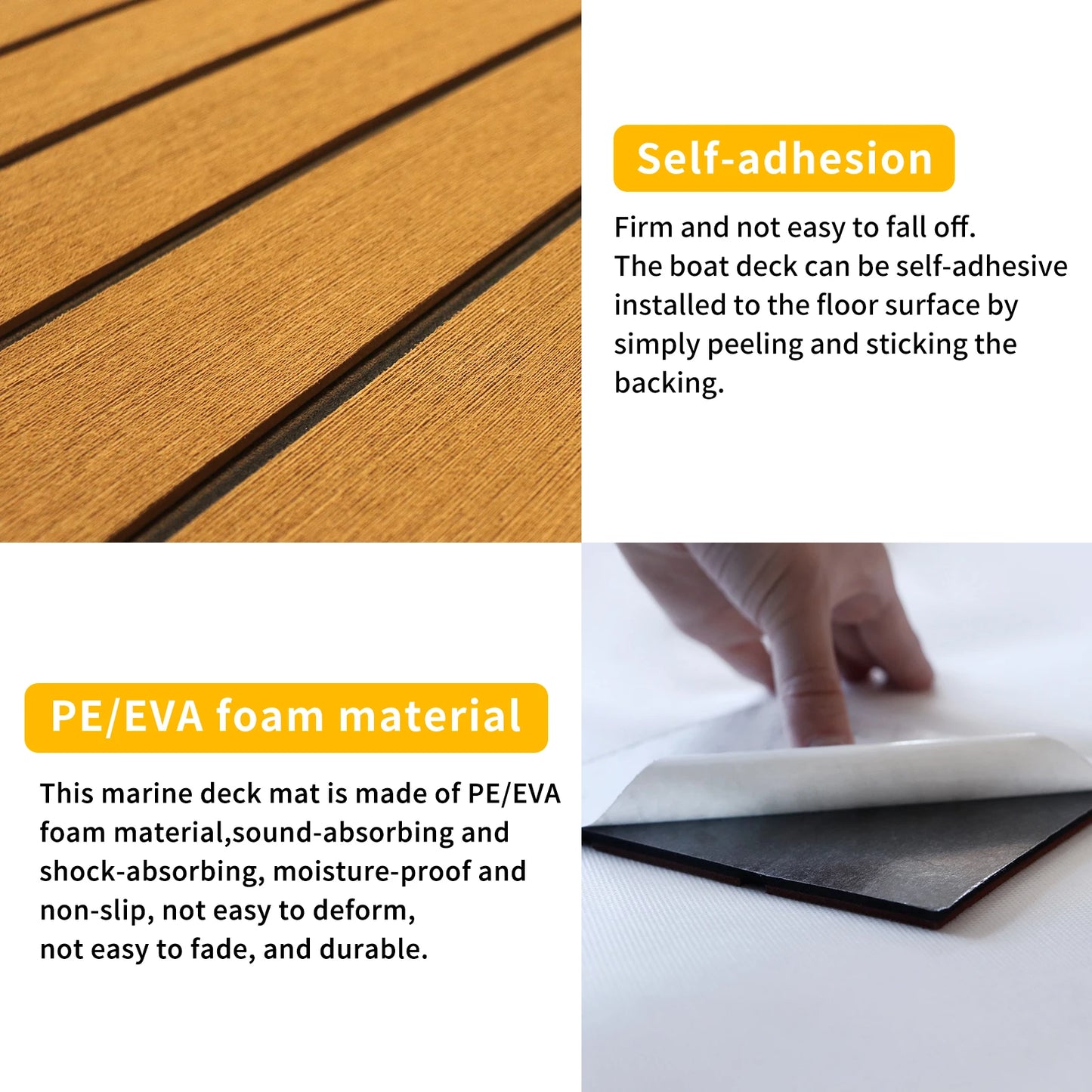 EVA Foam Faux Teak Boat Decking Sheet 240x60cm Non Slip