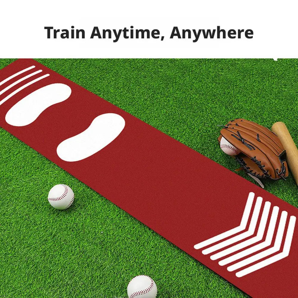 Batting Mat For Training Non Slip Shock Absorbing PU Baseball Batting Trainer With Footprint Guide For Softball Hitting Practice