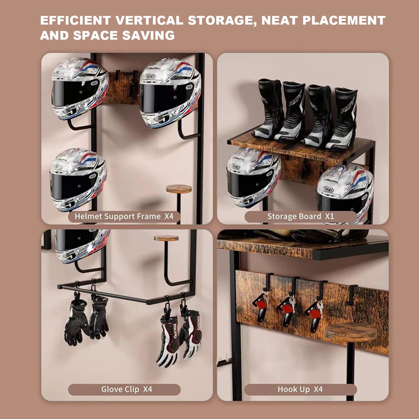 CN Guangdong Motorcycle Helmet Wall Mount Rack With Hooks