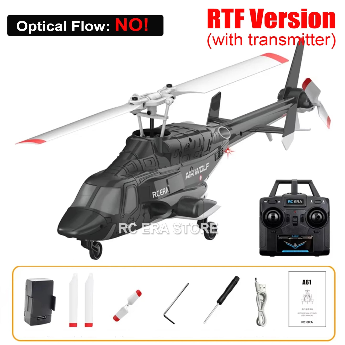 RC ERA A61 Mini Airwolf 4CH RC Helicopter 2.4G 6-Aixs Gyro Stabilized Altitude Hold Remote Control Helicopter Toys For Kid Adult