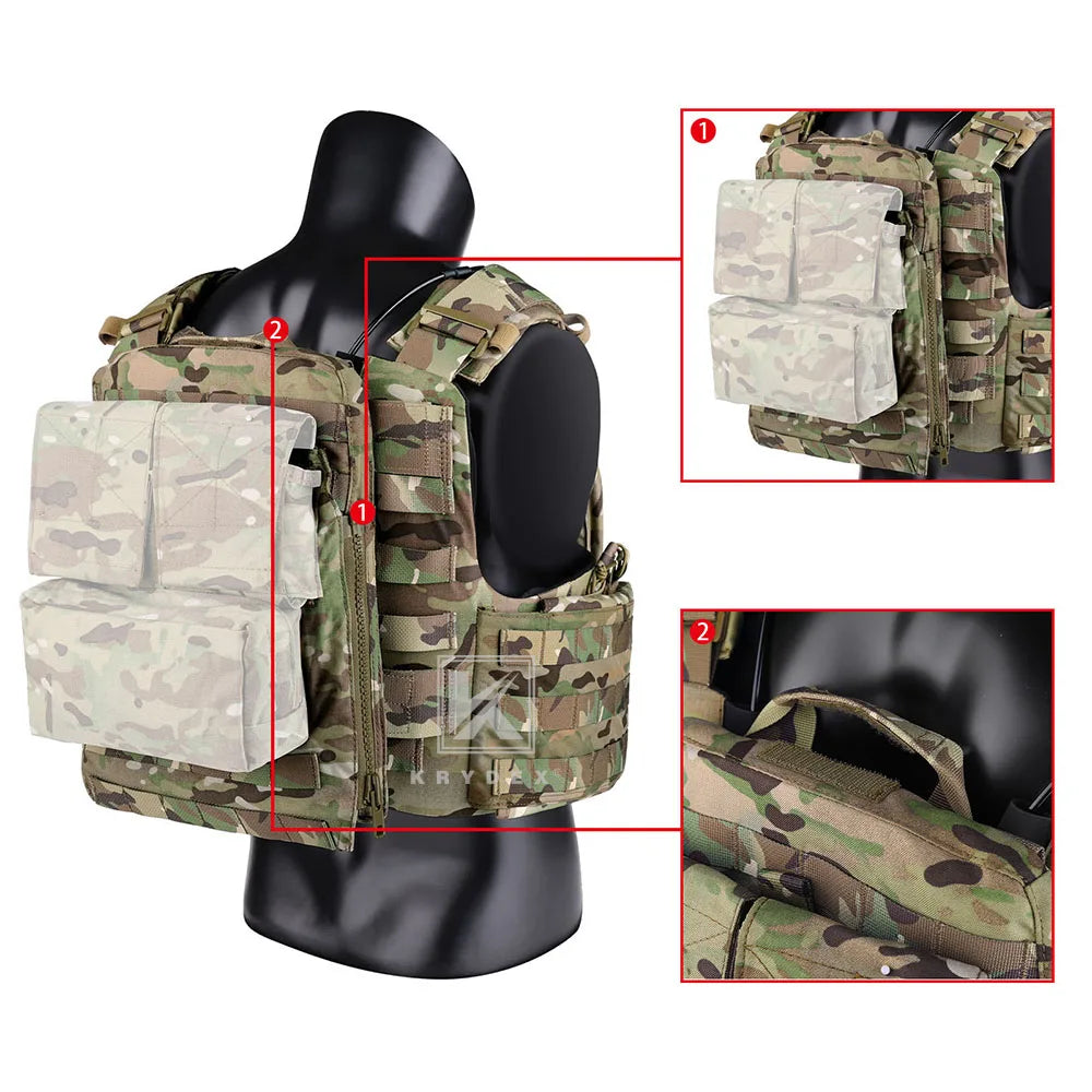 KRYDEX CPC Tactical Vest MOLLE Plate Carrier Heavy Duty Body Armor Airsoft Army Paintball Combat Protective Camo Vest Accessory