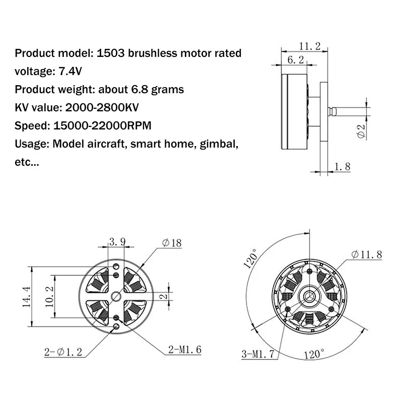 1503 Airplane Brushless Motor RC Electric Motor For 4 Axes Remote Control Airplanes RC Electric Motor RC Airplane Motor