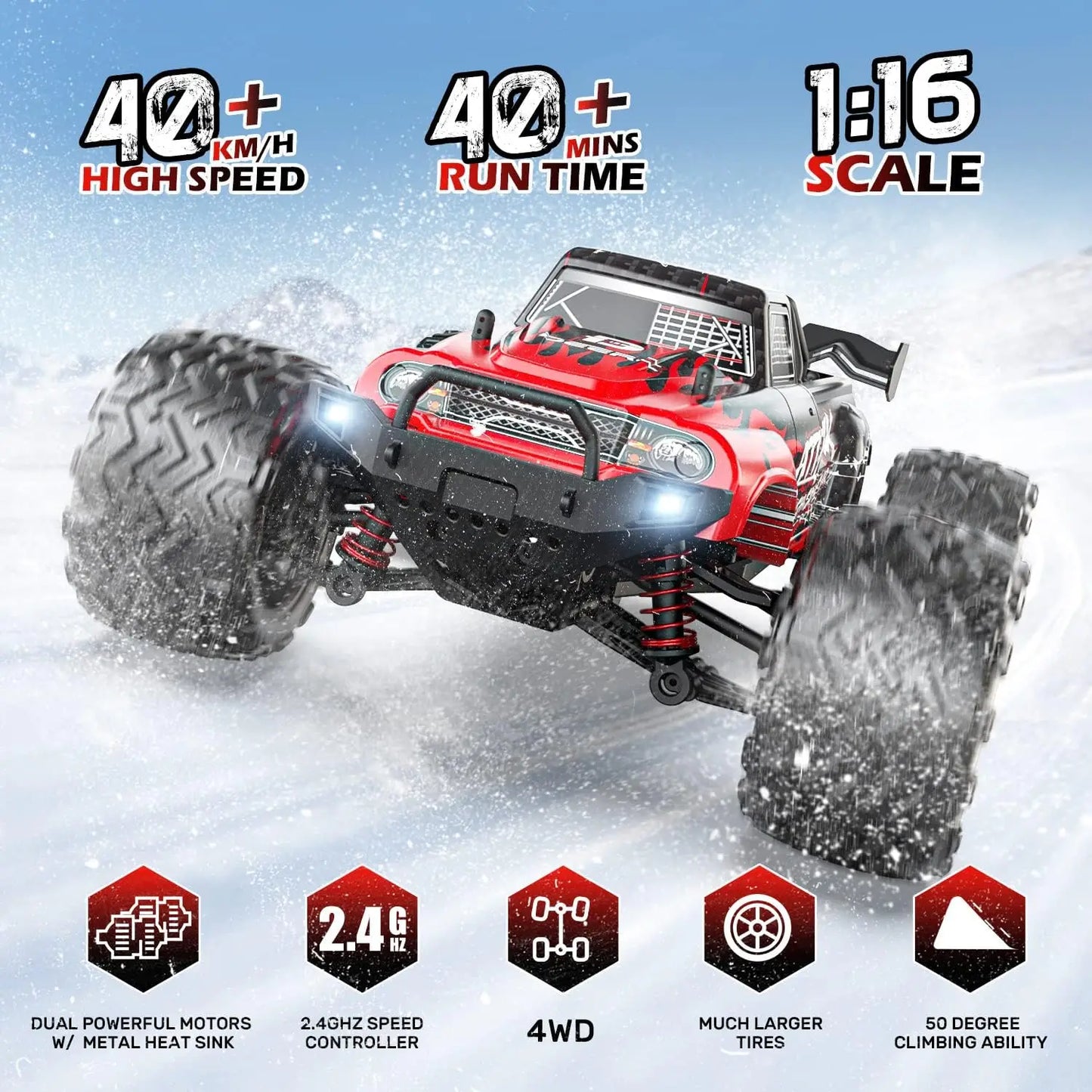Deerc 9500E RC Car 4x4 Off Road Monster Truck All Terrain