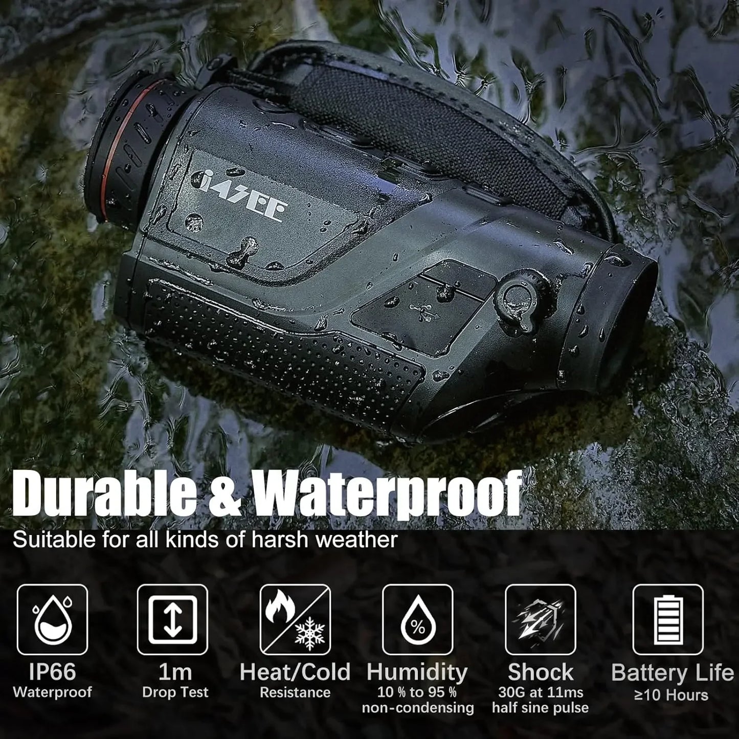 M10-256 Imaging Monocular for Hunting, 10mm Focal Lens 256x192(50Hz) Infrared Night Vision Telescope with Long