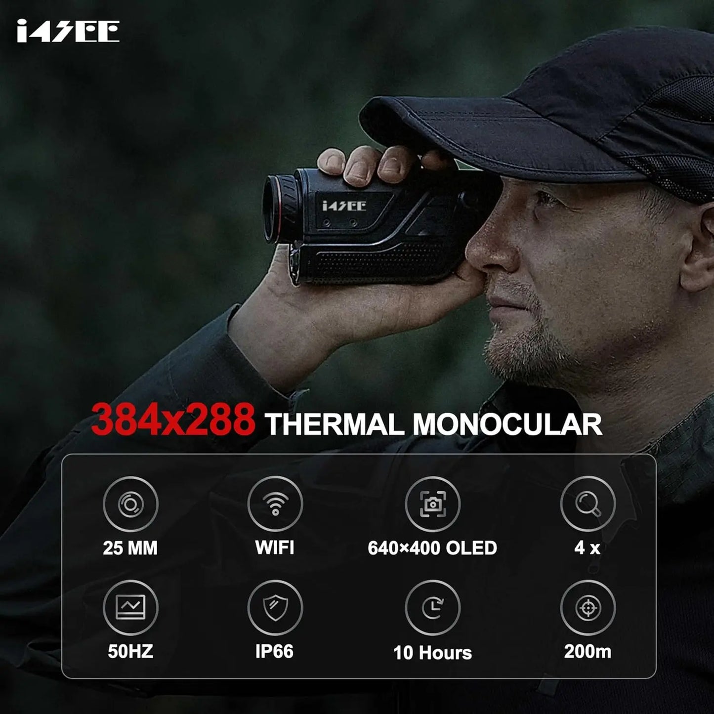 M10-256 Imaging Monocular for Hunting, 10mm Focal Lens 256x192(50Hz) Infrared Night Vision Telescope with Long