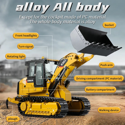 Kabolite 1/16 Hydraulic RC Loader K963 100 Remote Control Construction Vehicle Engineering Fun Toy TH23079-SMT7