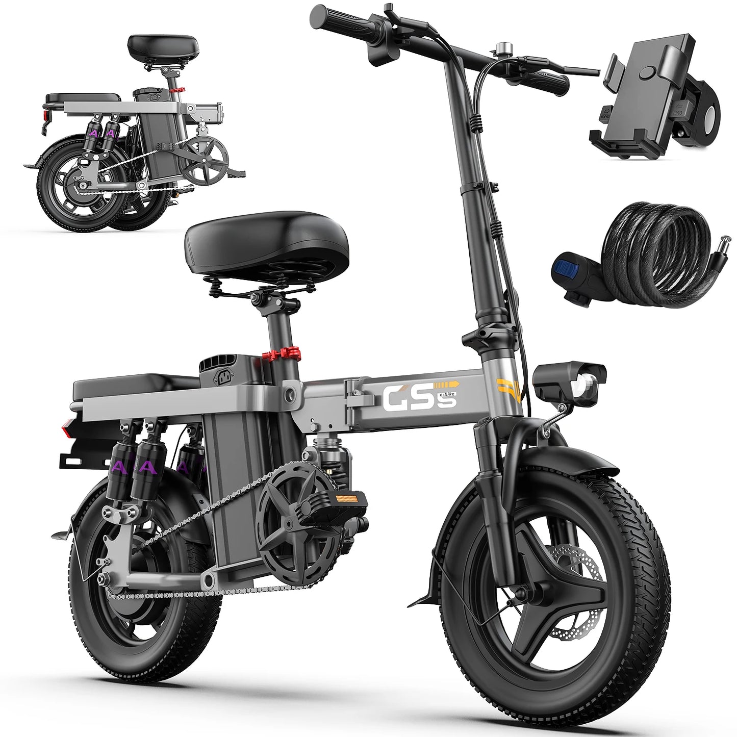 UPlee GS5 48V 15Ah Folding Electric Bike 30MPH 35 Miles