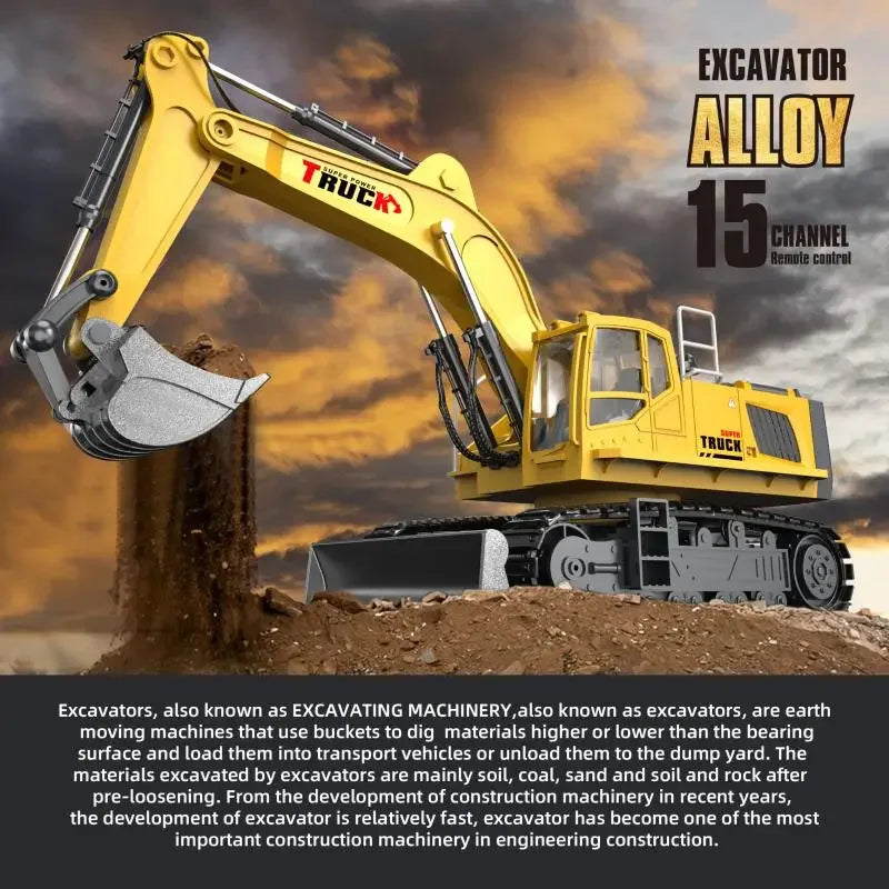 1:18 RC Spray Excavator Truck 17CH Simulation Alloy Sound Led Lights 680 Degree Rotation Vehicle Kids Toys Boys Birthday Gift