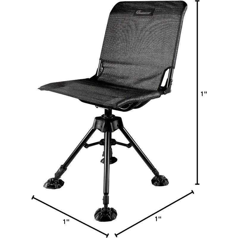 Ameristep Portable Folding Design Hunting Lightweight Heavy-Duty 360 Silent Swivel Blind Chair, Black
