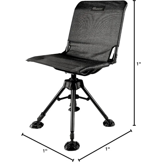 Ameristep Portable Folding Design Hunting Lightweight Heavy-Duty 360 Silent Swivel Blind Chair, Black