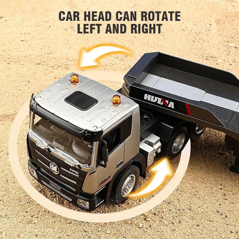 Huina 1318 1/24 RC Trailer Truck Tractor 2.4G Remote Control Construction Radio Control Flatbed RC Truck Toys For Boys Kids Gift