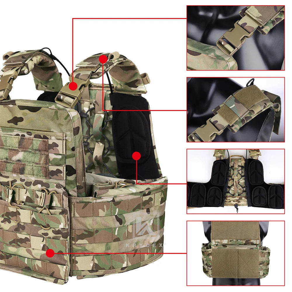 KRYDEX CPC Tactical Vest MOLLE Plate Carrier Heavy Duty Body Armor Airsoft Army Paintball Combat Protective Camo Vest Accessory
